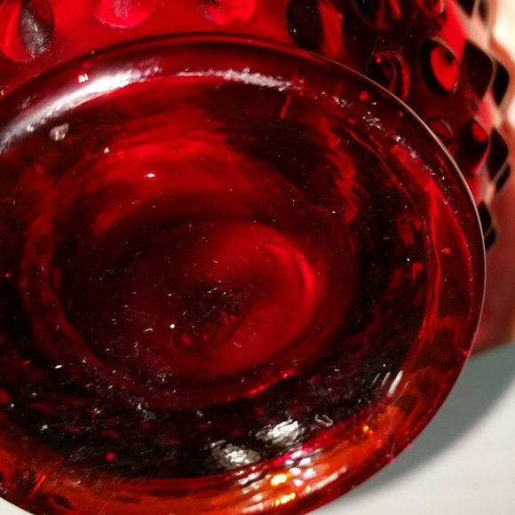 Fenton Ruby Red Ruffled Hobnail Vase 4-1/4" tall - Picture 3 of 3
